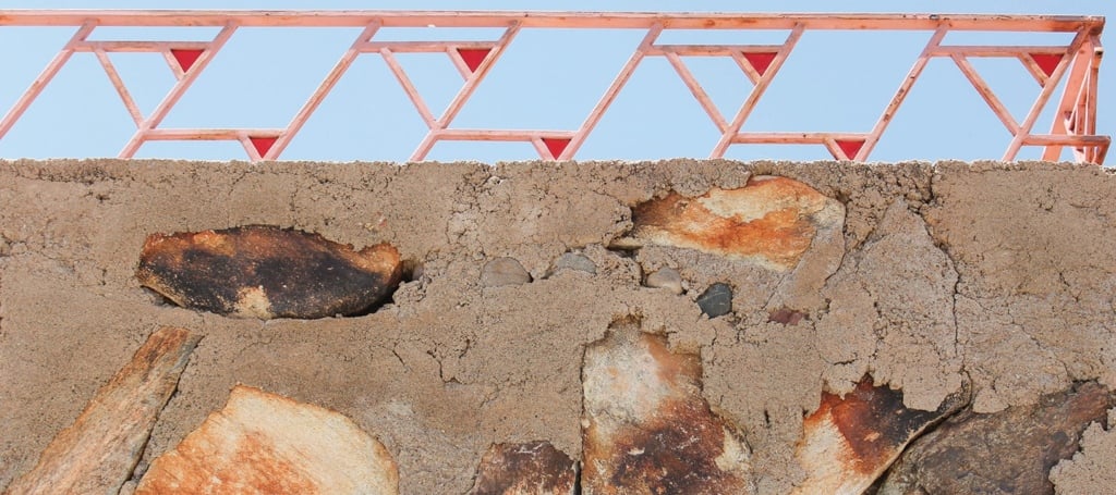 rock wall made of desert materials