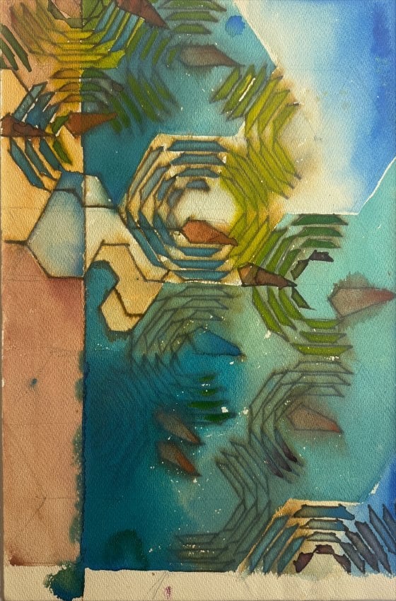 Abstract Pattern Study Ling Po (1917-2014) Paper, 12 X 18 inches Frank Lloyd Wright Foundation Collections, 2024.002.154 