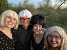 Rachel Minier and friends dressed up and in wigs for a Taliesin West Formal