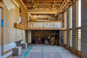 Image of Residence A interior during restoration process.