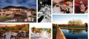 A collage of seven images showcasing different areas of Taliesin West.