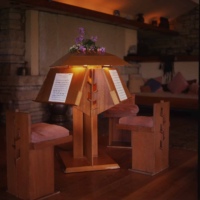 A four-person music stand in the Living Room at Taliesin.