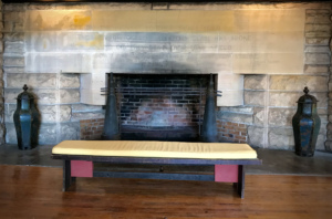 The fireplace in the Hillside living room, built in 1902.