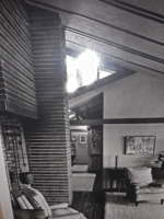 The Willey House circa 1960s showing the kettle in the fireplace.