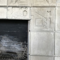 The Freeman House fireplace, a rare instance of firebrick in one of Wright’s mid-career houses.