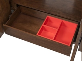 close up of drawer with red tray