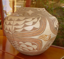 This jar is a wonderful example of Ashiwi (Zuni) art of what is today New Mexico. Exceptional, in large part due to its size, this jar was primarily used for transporting water.
