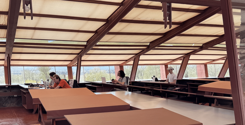 WSU Students in the drafting room at Taliesin West