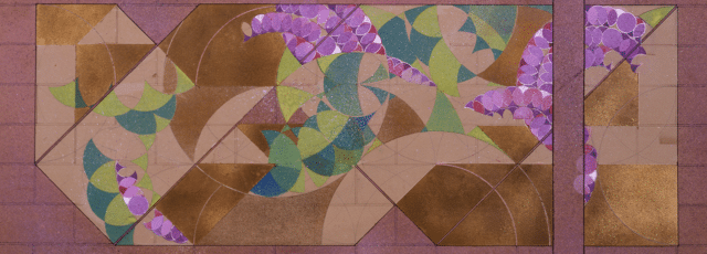 Header image: Detail of a design for a glass mural for Mr. And Mrs. Chester Sharp. Drawing by Eugene Masselink 1910.251-1