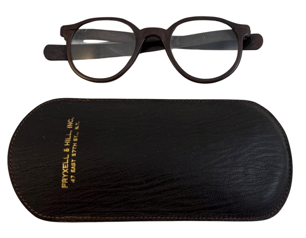 Eyeglasses owned by Frank Lloyd Wright, Tura Inc., ca. 1950, Frank Lloyd Wright Foundation Collection, 1133.004.5.a-b.