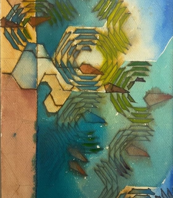 Abstract Pattern Study Ling Po (1917-2014) Paper, 12 X 18 inches Frank Lloyd Wright Foundation Collections, 2024.002.154
