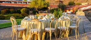 evening corporate event at Taliesin West on the prow