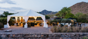 Outdoor wedding ceremony in the Garden Square at Taliesin West