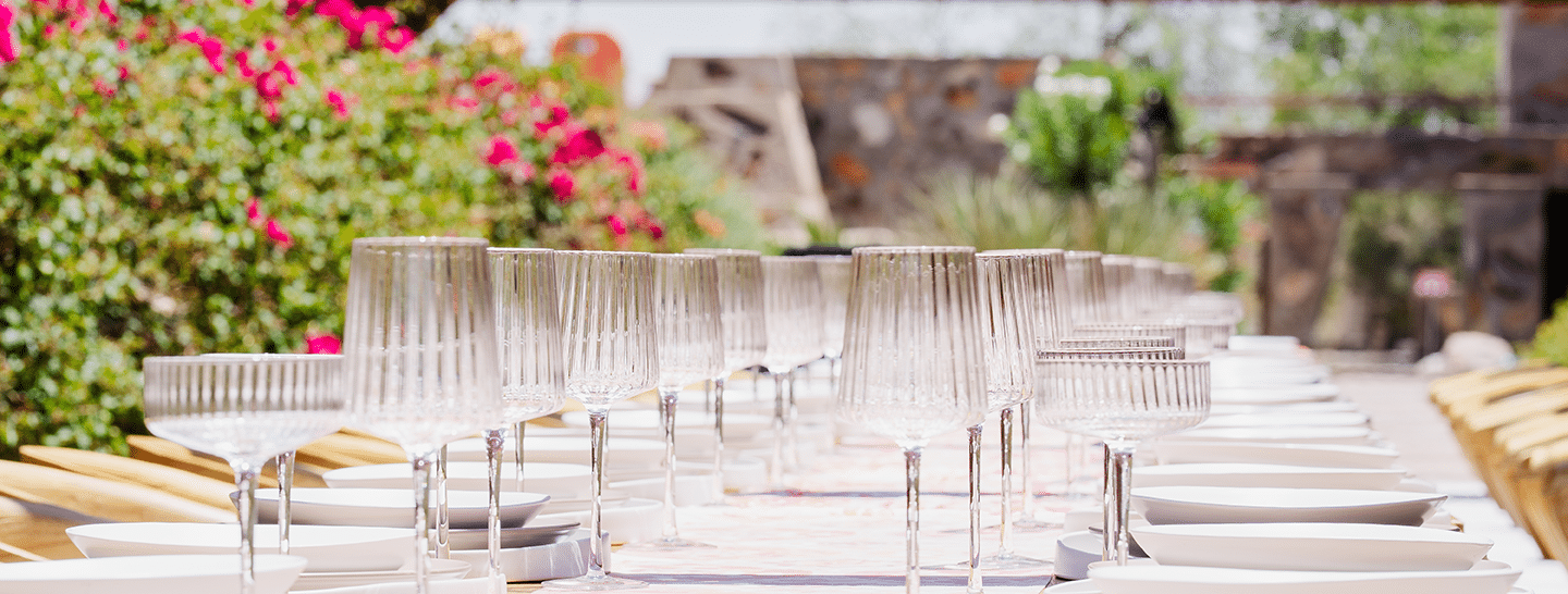 Corporate dinner setting on the Pergola at Taliesin West