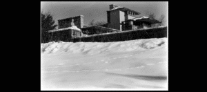 A Chinese Guanyin statue in the snow, ca. 1940, photograph by Edmund Teske. Frank Lloyd Wright Foundation Archives (Avery Architectural Library at Columbia University and the Museum of Modern Art) 2501.1027.