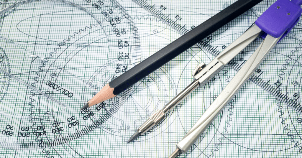 close up of tools used by an architect