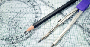 close up of tools used by an architect