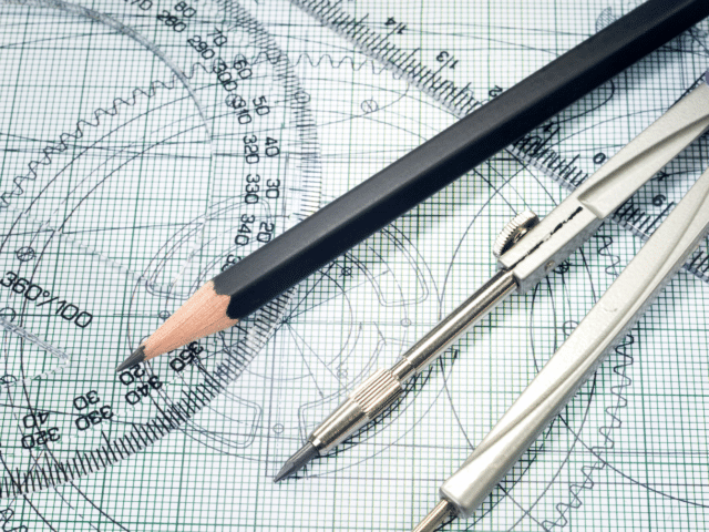 close up of tools used by an architect