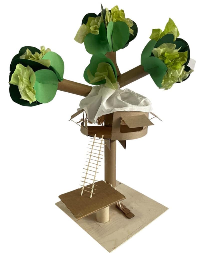 A mock up of a tree house created by young architects
