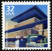 close up Robie House from “Celebrate The Century: 1900s souvenir sheet,”