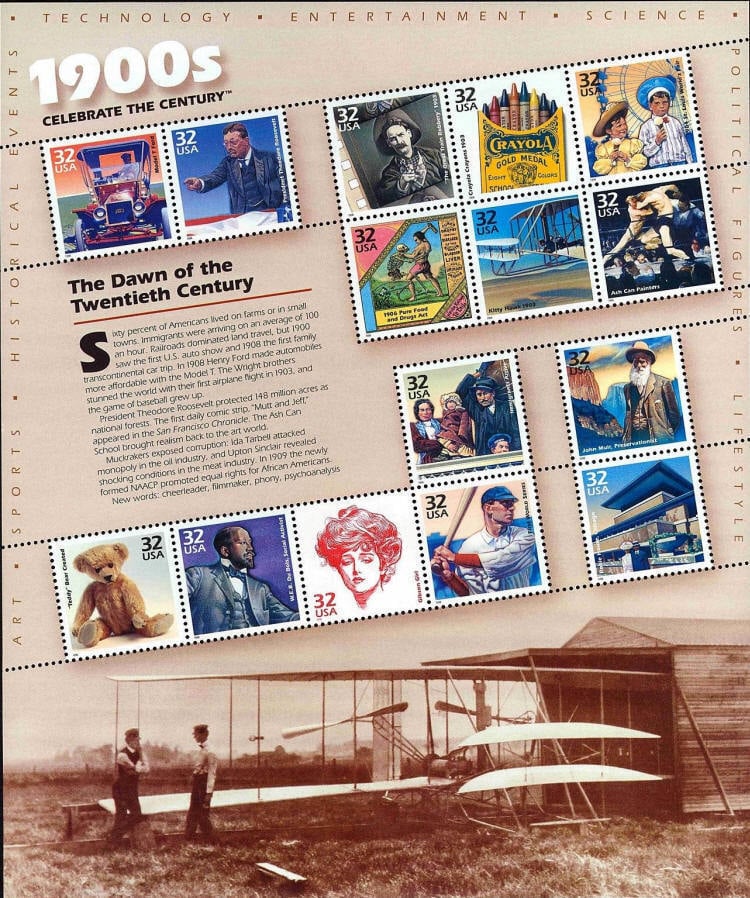 “Celebrate The Century: 1900s souvenir sheet,” on February 3, 1998, in Washington, DC which featured Wright’s Robie House in Chicago